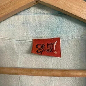 OH MY GAUZE!Long Sleeve‎ Button Up Shirt Sz 1 S/M 6-10 30x21 light blue Tie Dye